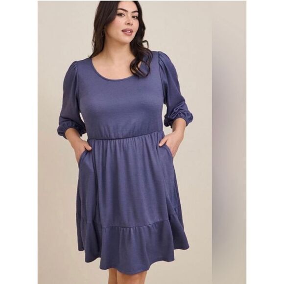 Torrid At The Knee Slub Rib Voluminous Dress Sz 5X lavender - Picture 3 of 14